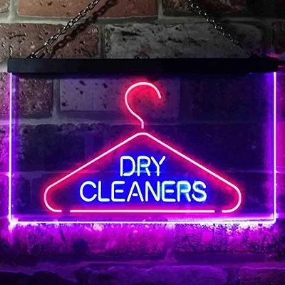 Dry Cleaners Dual LED Neon Light Sign